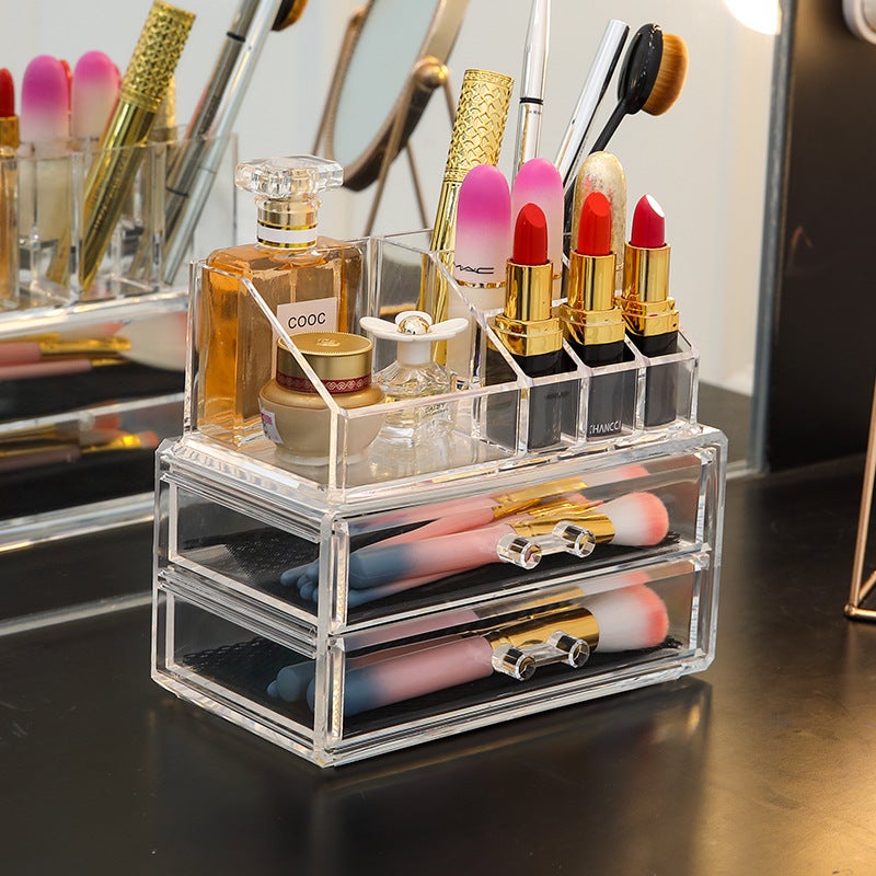 Transparent Desktop Organizer Acrylic Dust-Proof Cosmetics Storage Box Multi-Functional Flip-Top Plastic Lipstick Storage Box - Image 4